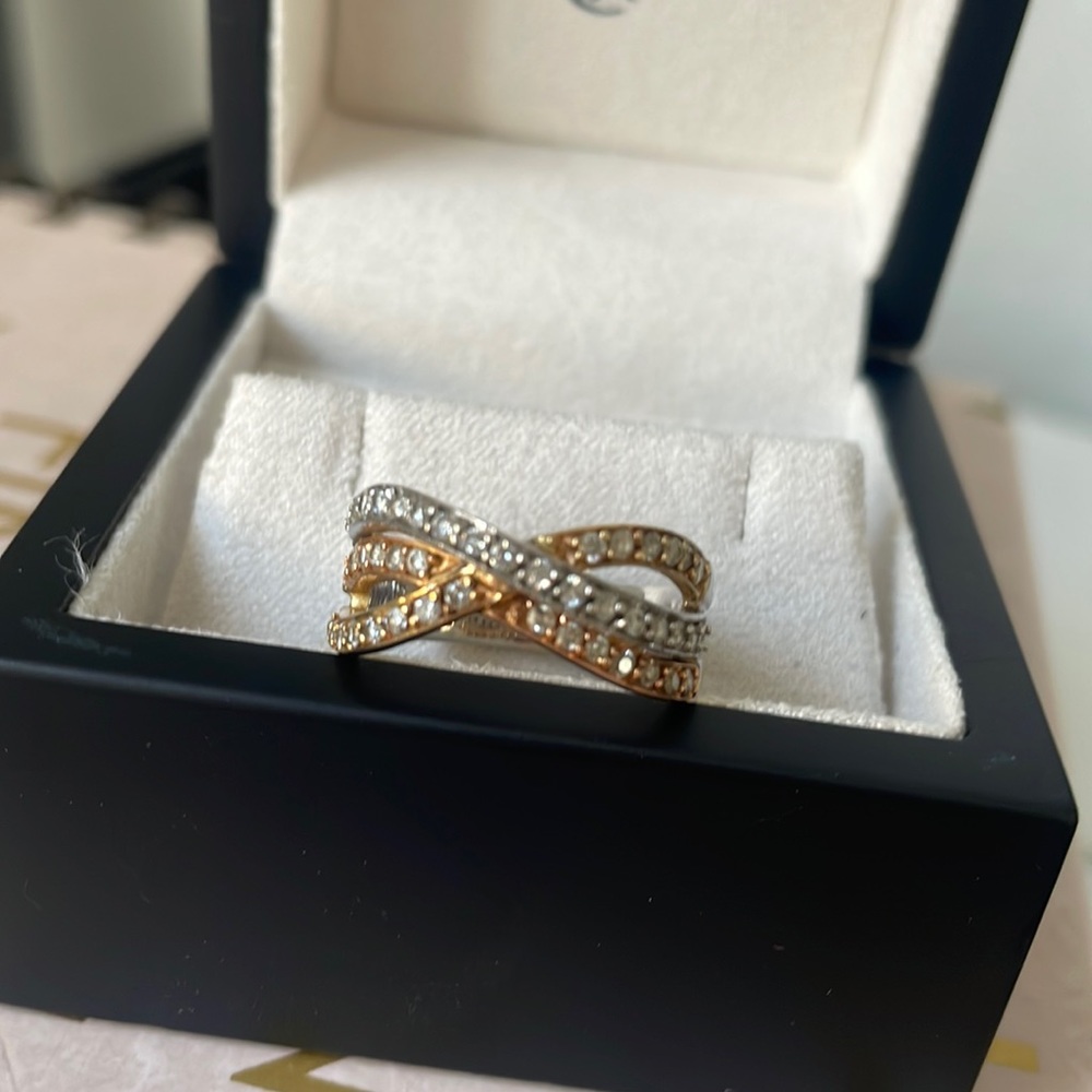 Diamond Braided twisted 14k band ring